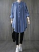 Stripe button tunic blouse