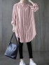 Stripe button tunic blouse