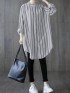 Stripe button tunic blouse