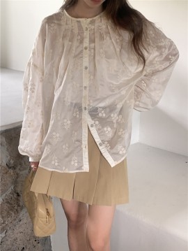 Sheer floral broderie  blouse