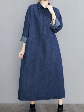 LM+ Denim dress with pockets