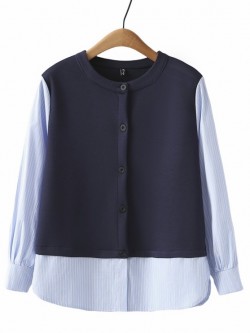 LM+  combination button blouse