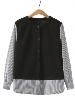 LM+  combination button blouse