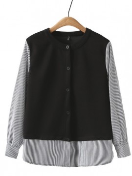 LM+  combination button blouse