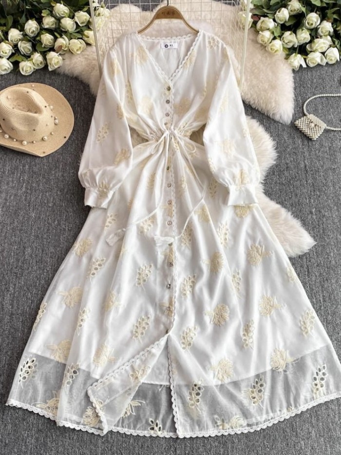 Floral broderie eyelet dress