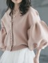 Puff sleeve knit cardigan