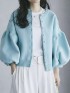 Puff sleeve knit cardigan