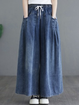 LM+ Denim palazzo pants