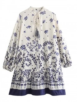 Floral motif tunic dress