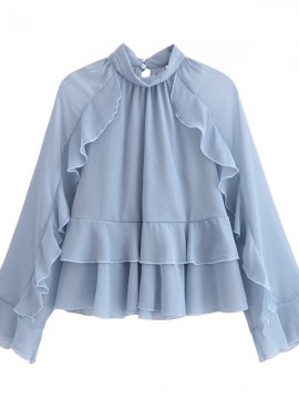 Sheer ruffle blouse