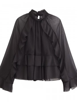 Sheer ruffle blouse