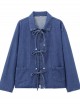 Denim bow tie blouse