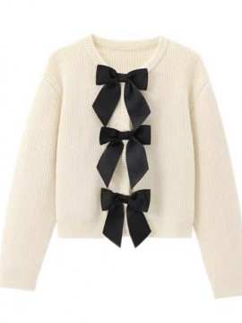 Bow detail knit cardigan