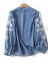 Embroidery motif denim blouse