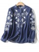 Embroidery motif denim blouse