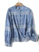 Embroidery motif denim blouse