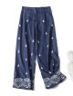 Embroidery denim palazzo pants