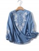 Embroidery motif denim blouse