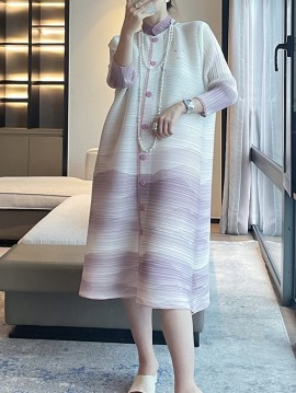 Pleated Ombre button dress