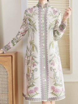 Pleated floral reflection tunic