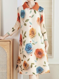 Pleated floral motif tunic