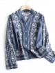 Intricate embroidery motif denim blouse