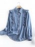 Denim ruffle blouse