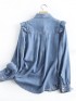 Denim ruffle blouse