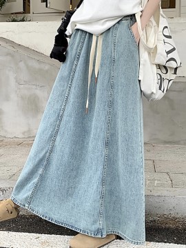 Denim drawstring skirt