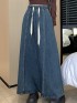 Denim drawstring skirt