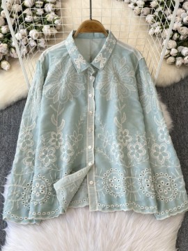 Flower broderie eyelet blouse