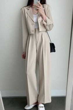 Crop Blazer And Pants Set