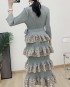 Pleated motif tiered dress