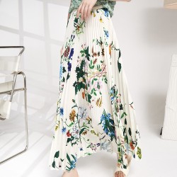 Pleated floral motif skirt