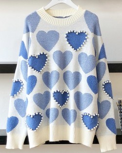 Heart knit pullover f1