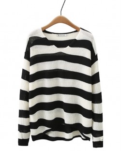 LM+ Stripe V-neck knit pullover