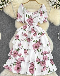 Puff sleeve floral dress