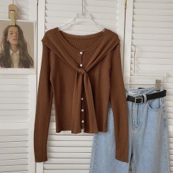 Knit button cardigan with shawl