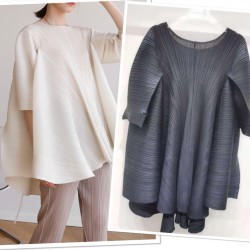 Pleated knotted back flare blouse
