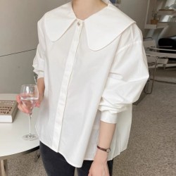 Pan collar blouse with pleated back