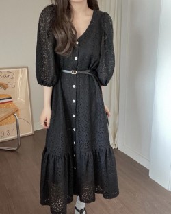 Lace button dress