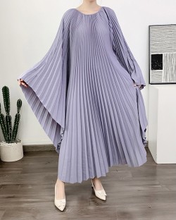 Pleated flare batwing dress