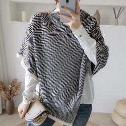 Chevron knit shawl cape