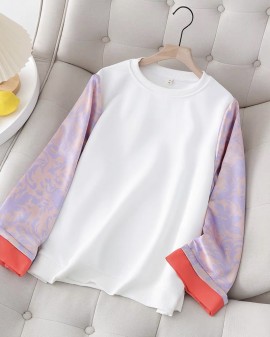 LM+ Floral motif sleeve pullover