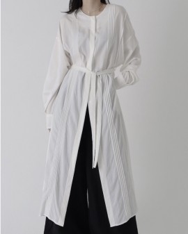 Long outer tunic with sash