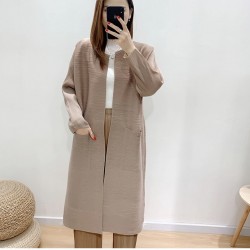 Pleated long two-way cardigan