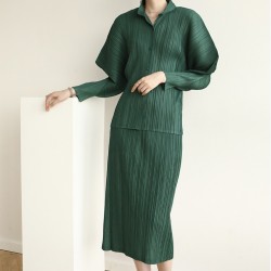 Pleated blouse and skirt set