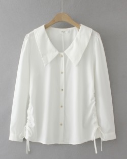 LM+ Ruched waist button blouse