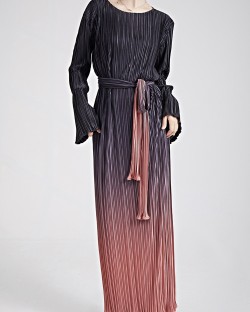 Pleated Ombre dress with sash