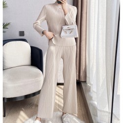 Pleated basic top and pants set